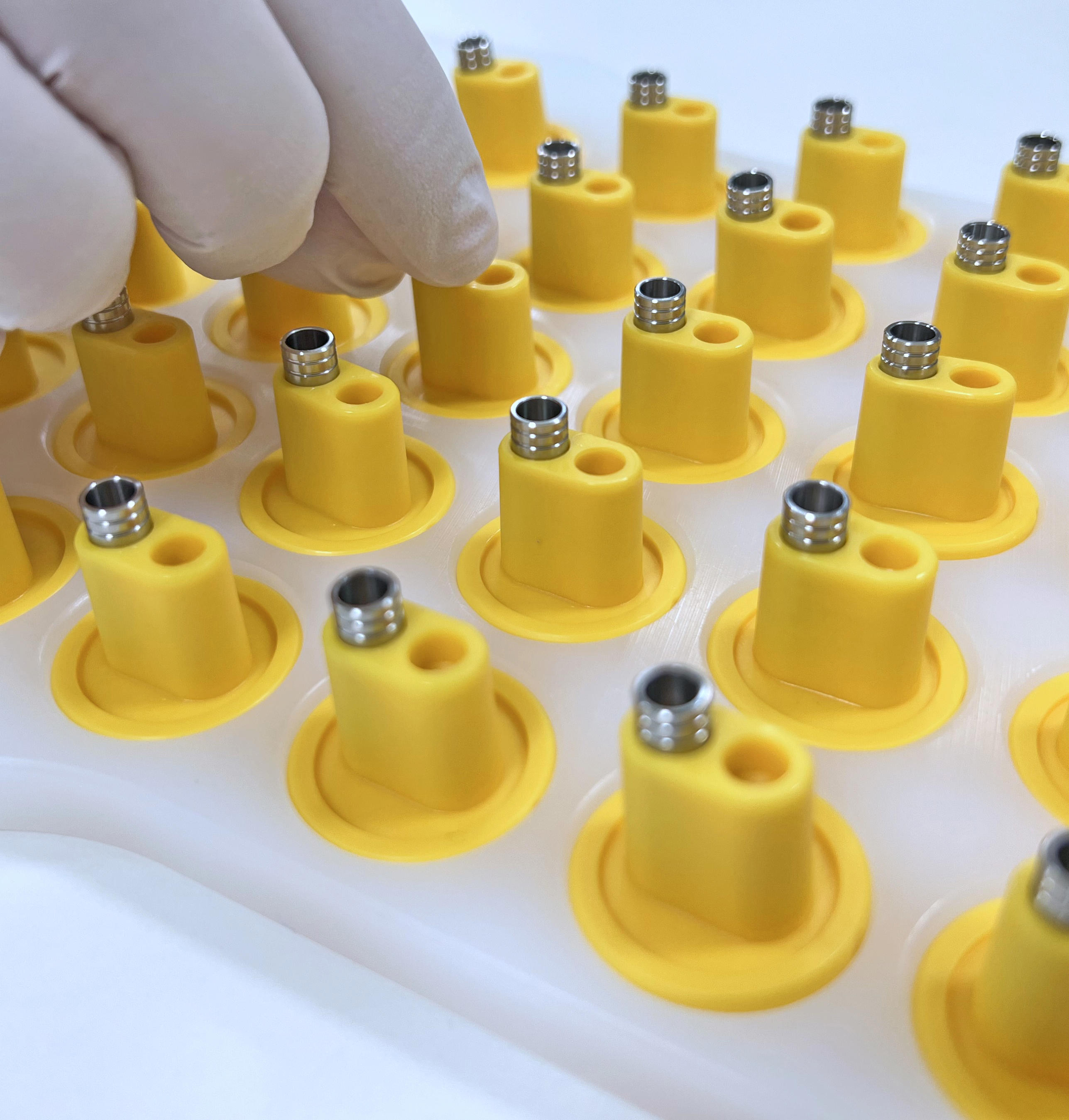 Cleanroom assembly of medical device components in a sterile environment.