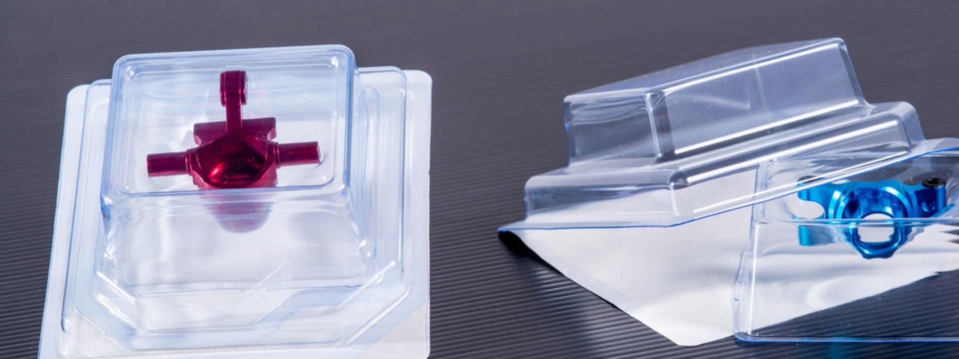 Two pieces of blister packaging of sensitive medical devices using 3D pack solutions.