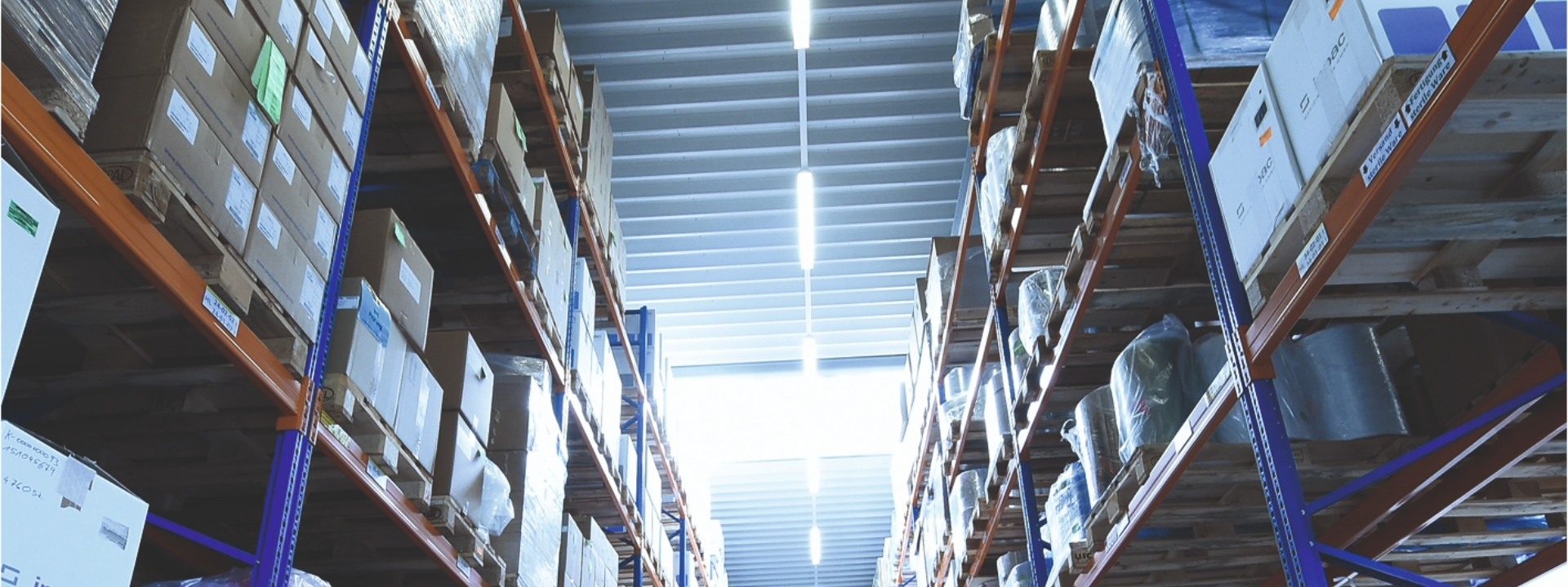 Storage area containing components such as foil, folding boxes, and labels for medical packaging.