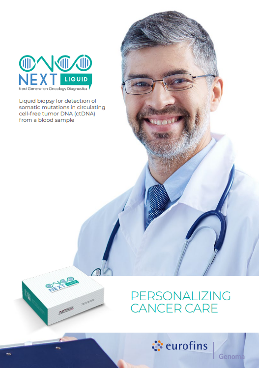 Oncology testing by Eurofins Clinical Diagnostics Brochure Cover image of a male doctor smiling